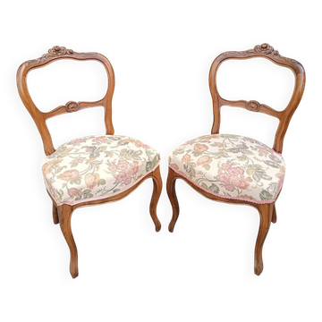 Pair of 19th-century Louis XV walnut chairs