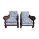 Pair of English mahogany and canning armchairs