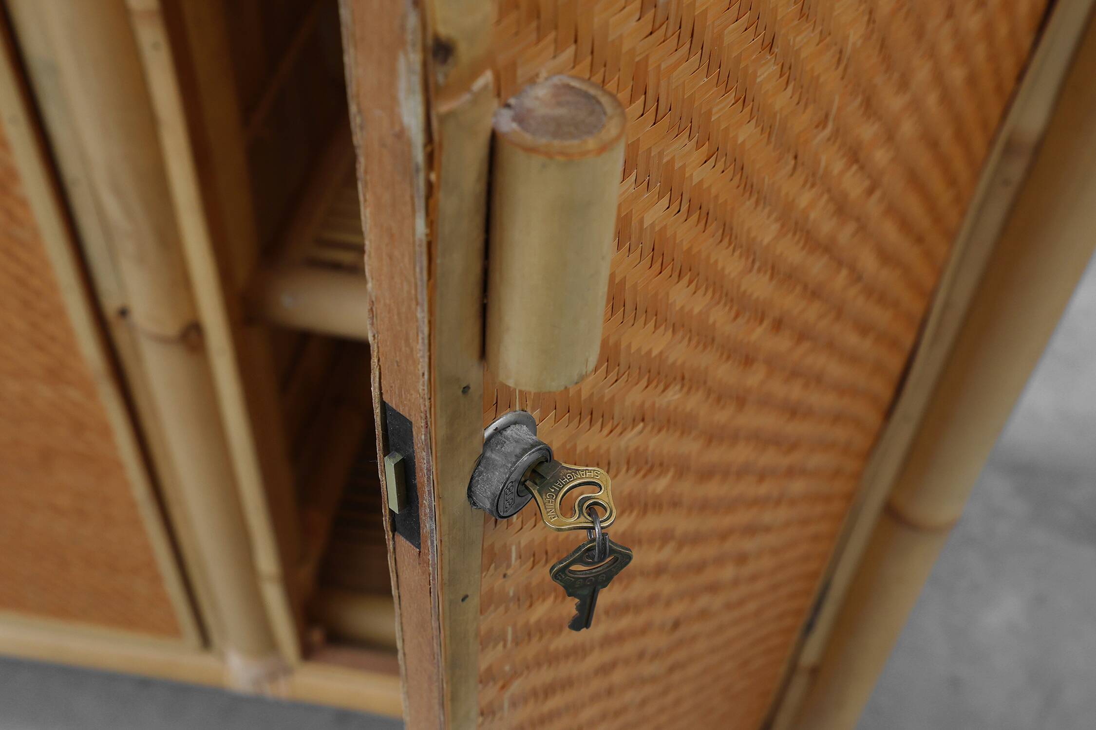 Mid-century bamboo and rattan wardrobe, Italy ca. 1960