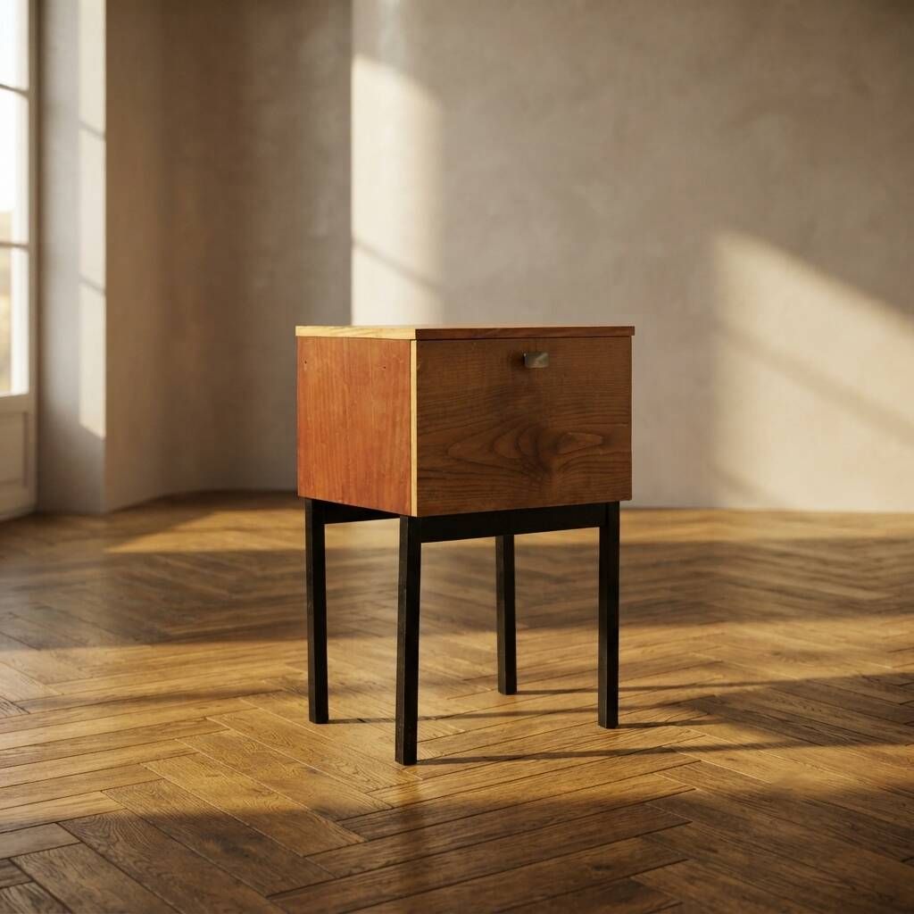 Mid-century bedside table by UP Závody, walnut nightstand with storage