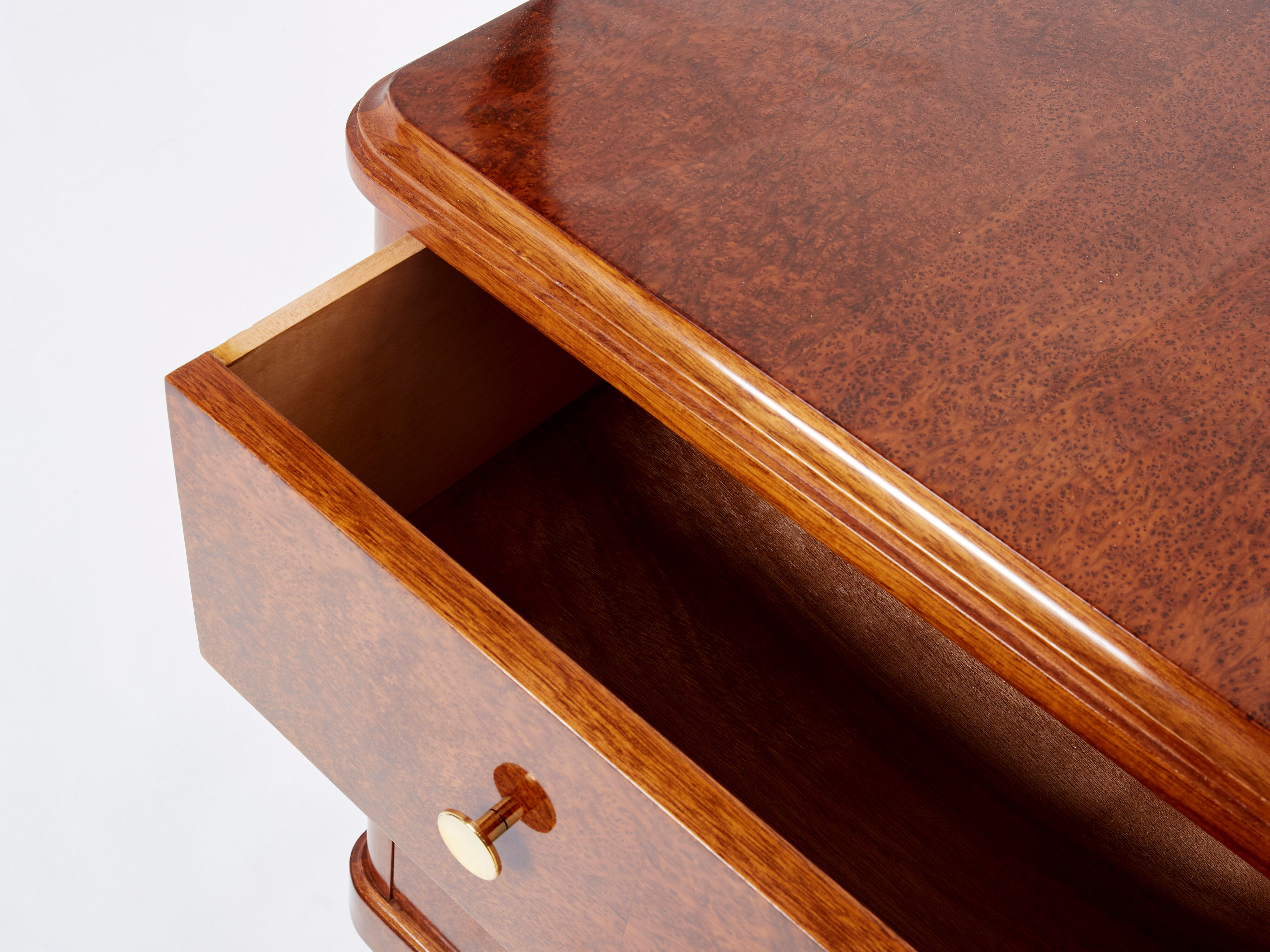 Chest of drawers amboine magnifying glass gilding  circa 1940s