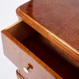 Chest of drawers amboine magnifying glass gilding  circa 1940s