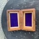 Jewelry box or card box in chiseled wood and vintage mother-of-pearl