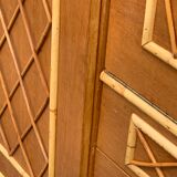 Armoire rotin et pieds compas 1960