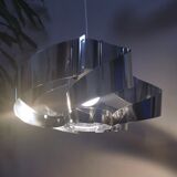 Curved stainless steel hanging lamp, Space Age, 1970