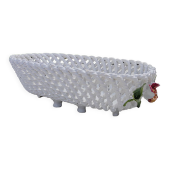 White woven ceramic planter mid-twentieth
