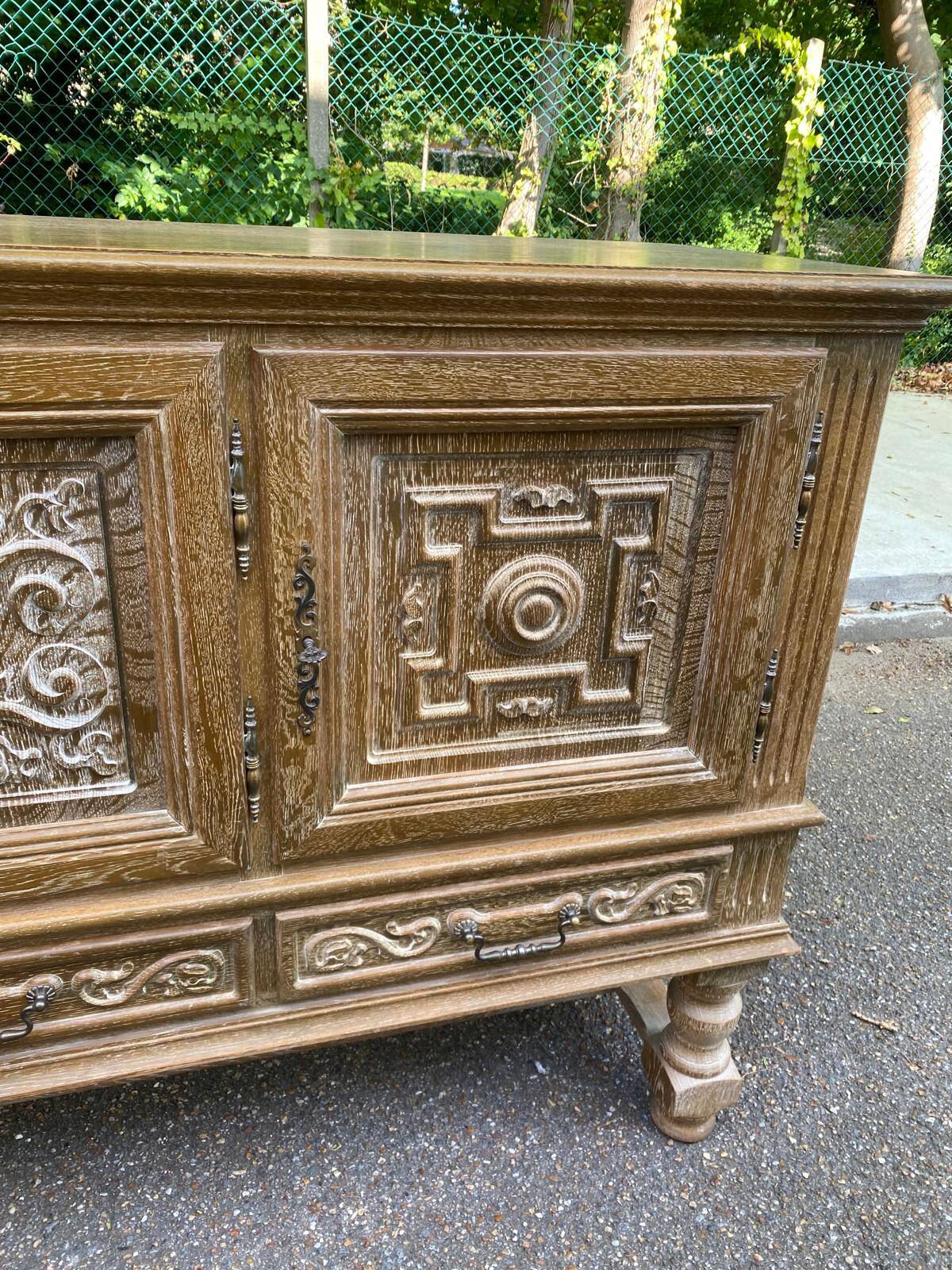 Spanish Renaissance patinated solid wood sideboard