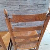 Set of 4 old Picardie straw chairs