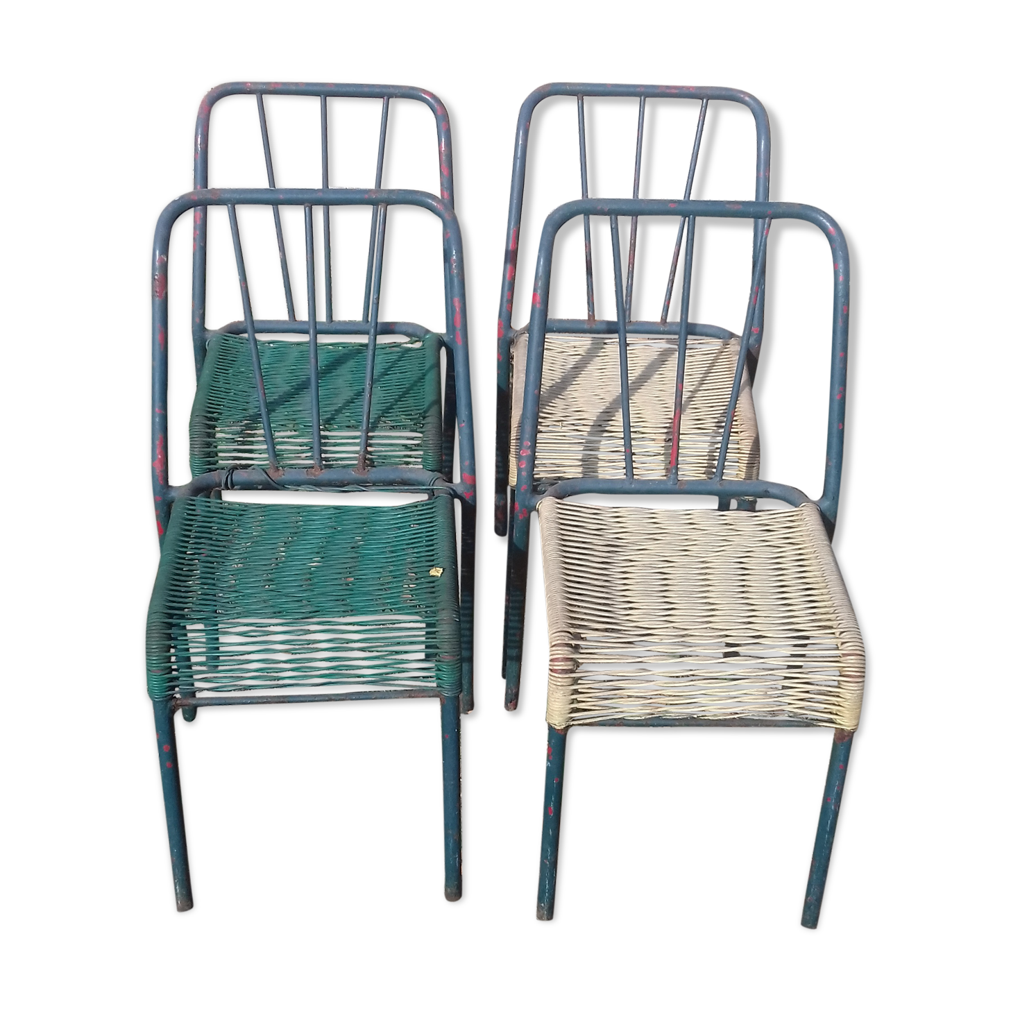 Lots de 4  chaises scoubidou métal