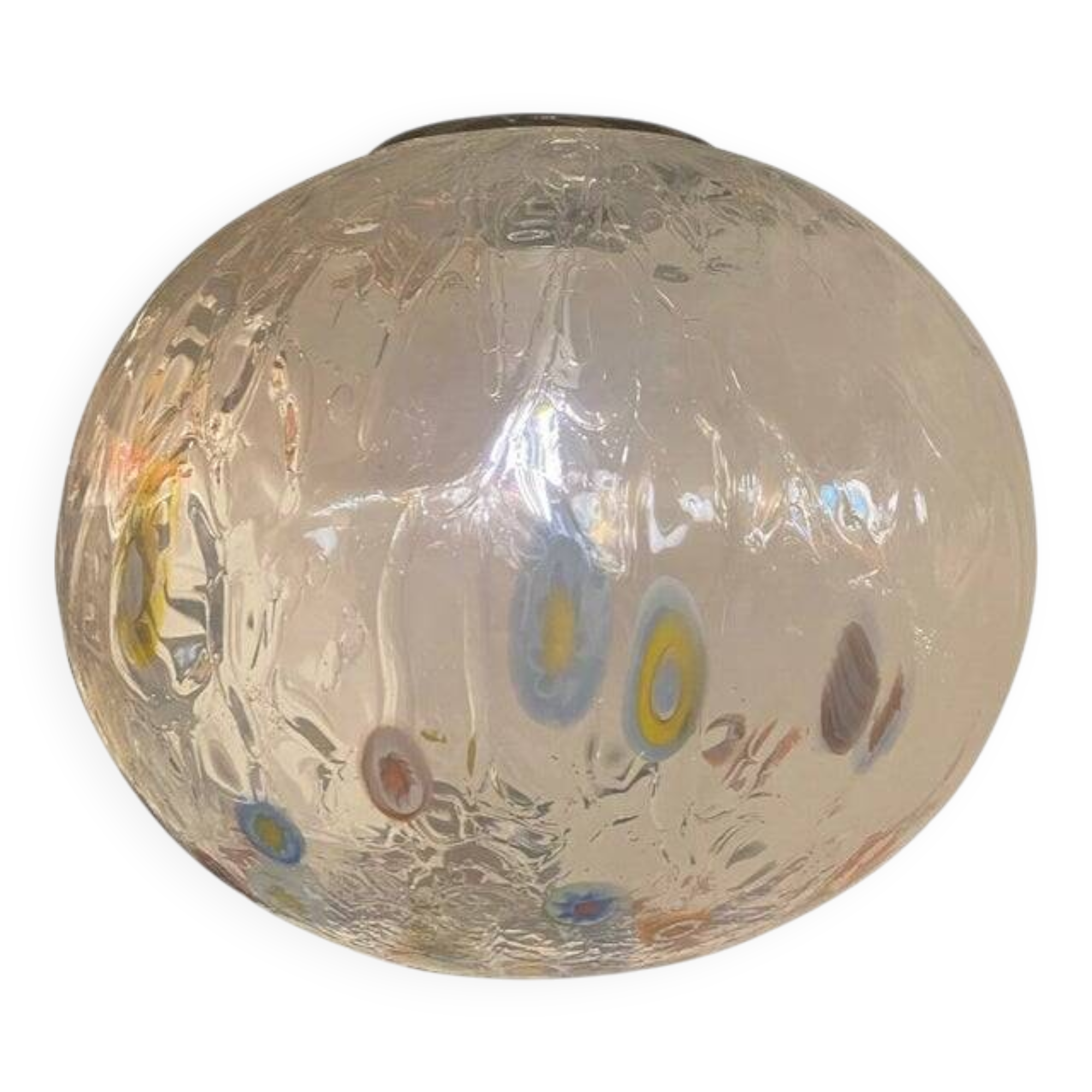 Contemporary Murano Style Clear With Murrise Multicolors Pendant