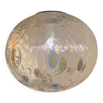 Contemporary Murano Style Clear With Murrise Multicolors Pendant