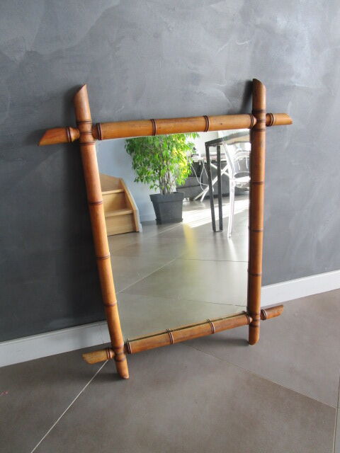 Old bamboo mirror 73.5x54cm