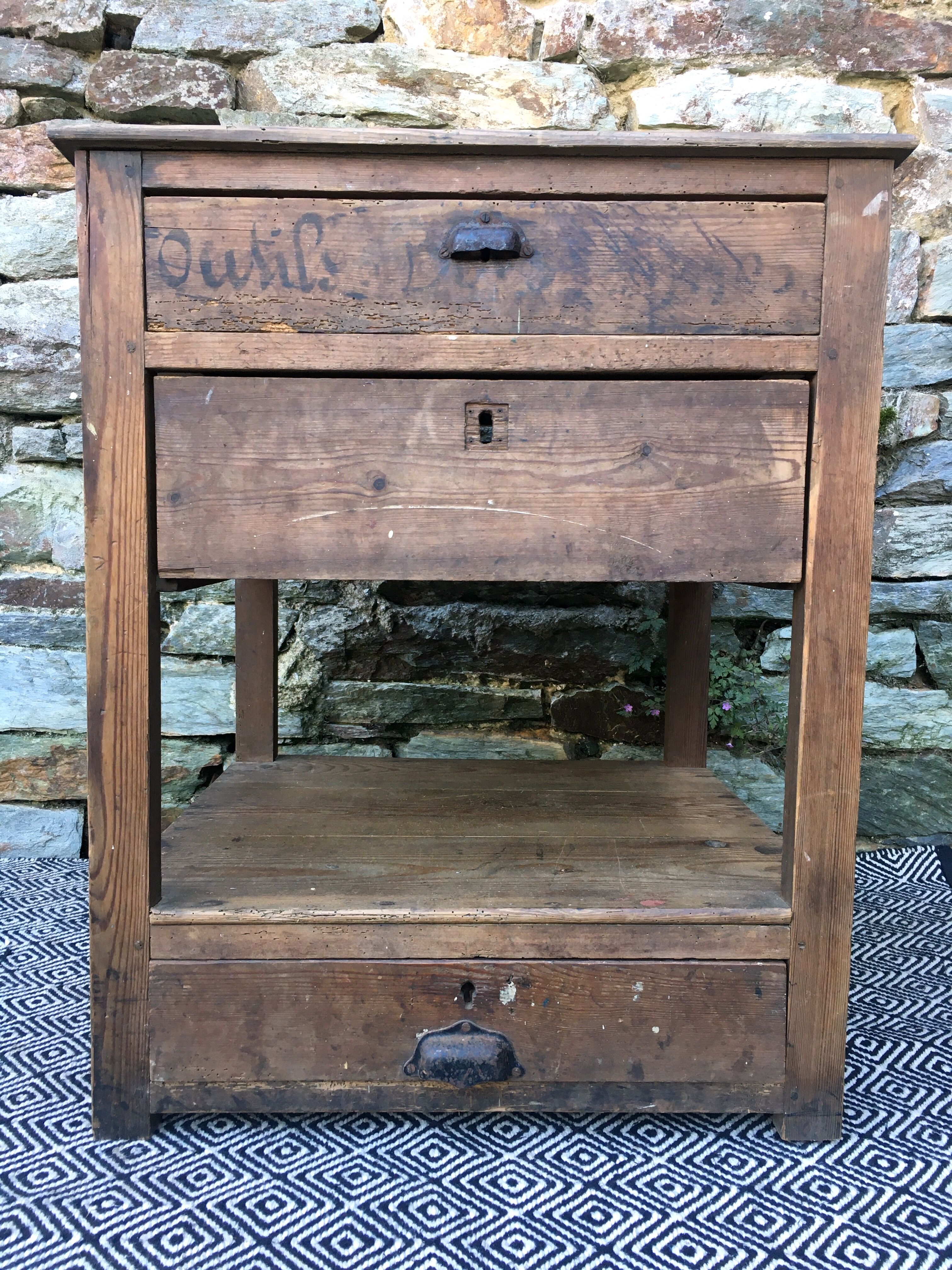 Old wooden workshop cabinet