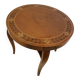 Table d'appoint ronde Art Déco marron en bois, plateau peint à la main (années 1930)