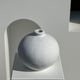 Handcrafted terracotta ball vase painted white H:24 D:26