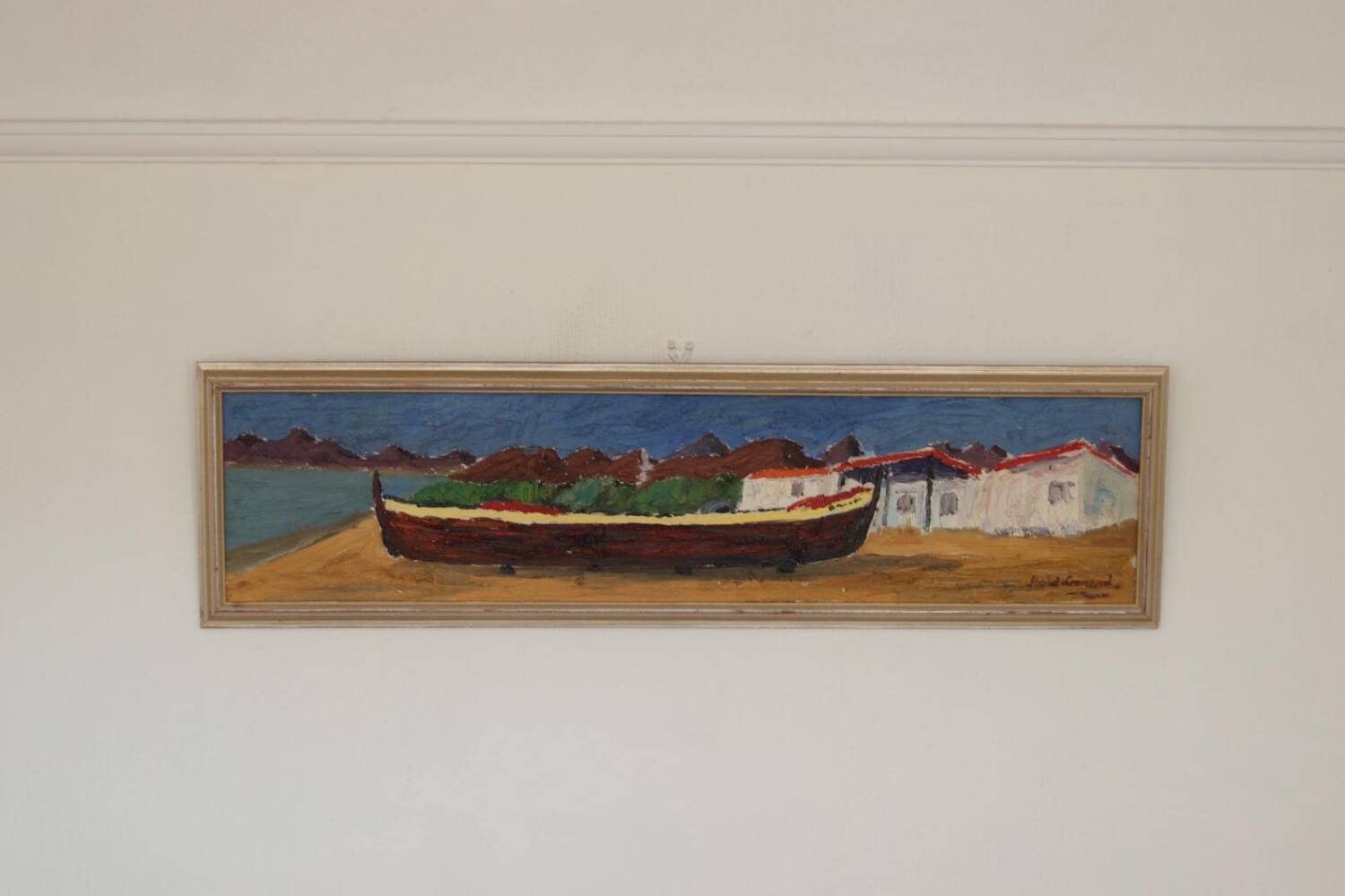 Swedish Oil on Canvas – “Boat” by Thord Leonard – Vintage & Framed