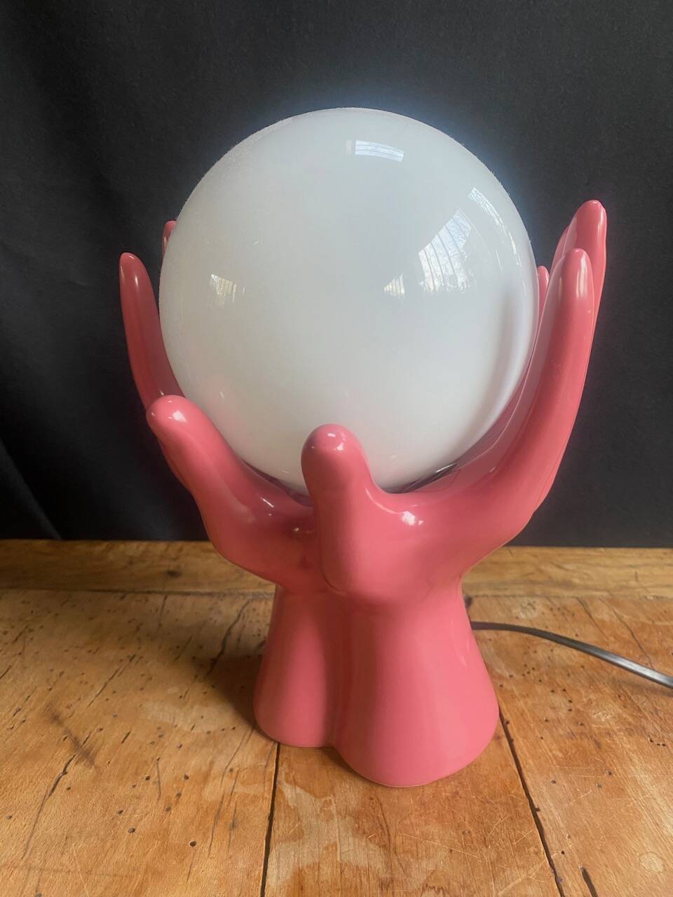 Pink ceramic hand lamp