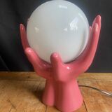 Pink ceramic hand lamp
