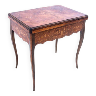An inlayed table - a card game, France, circa 1900.