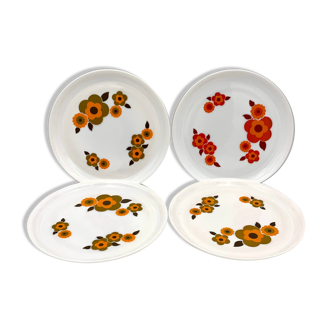 4 dessert plates in opaline, model "lotus" 1970