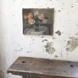 Canvas oil on panel with flowers