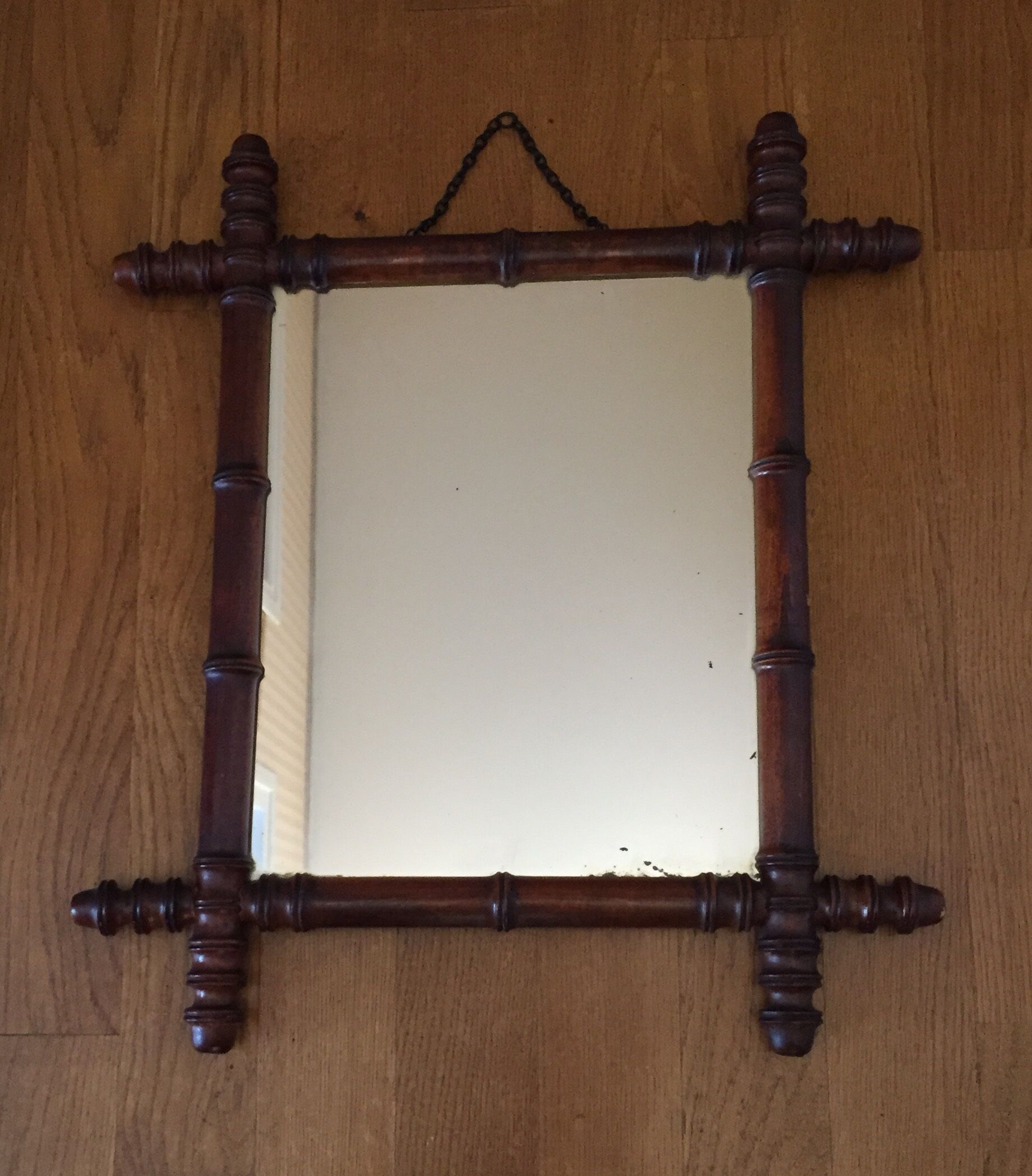 Wooden mirror frame imitation bamboo 49 x 42 cm