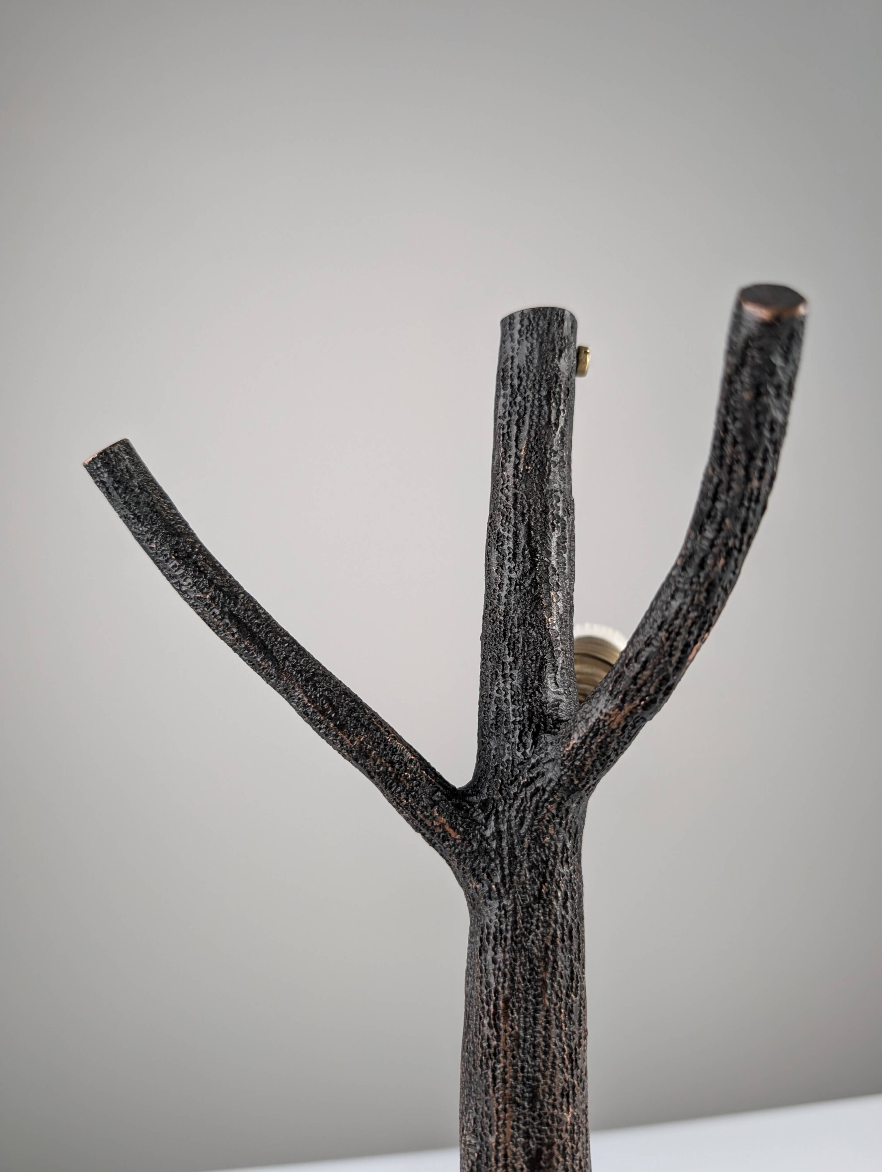Hammered Copper Sculptural Lamp in the Shape of a Tree, Mid-Century Modern