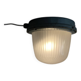 Large porthole wall light Holophane CE 200 glass and cast iron