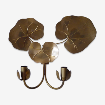 Brass double water lily wall lamp