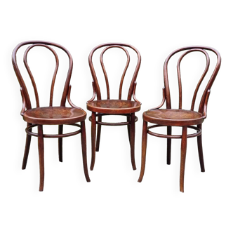 3 chaises bistrot n°18 assises à décor vers 1900