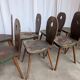 8 chaises brutalistes vintage en bois