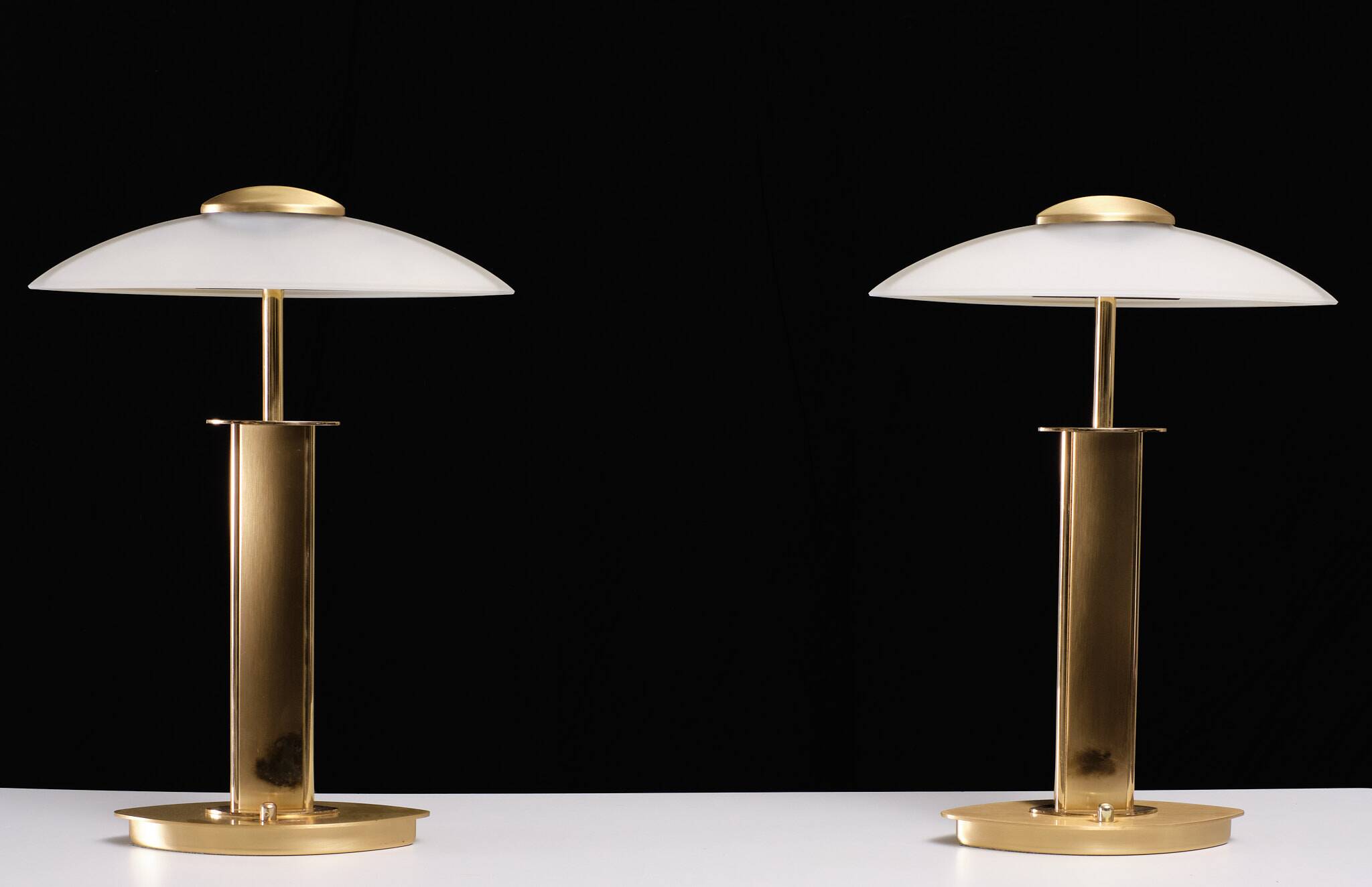 set Holtkotter Brass table lamps 1980s Germany