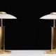 set Holtkotter Brass table lamps 1980s Germany