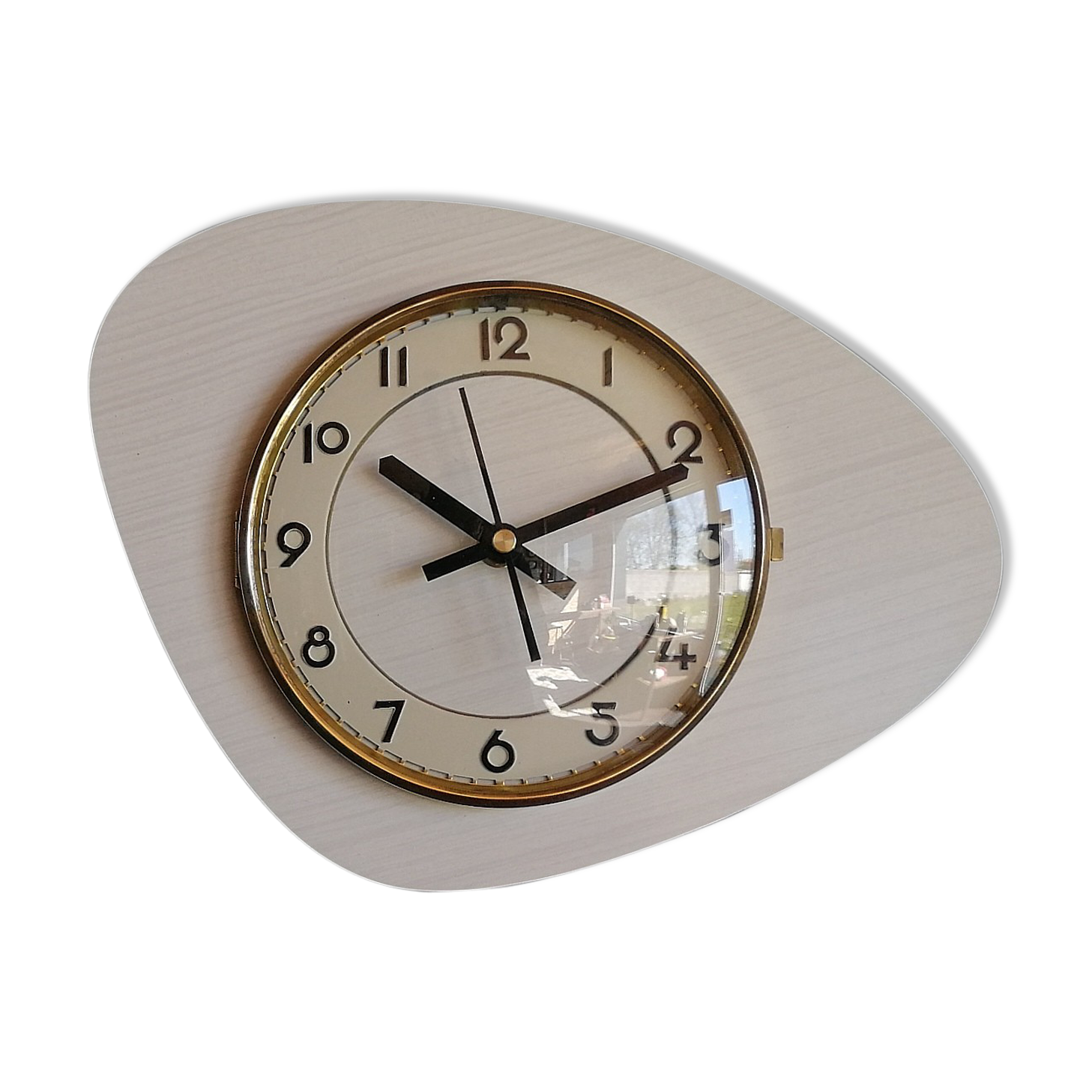 Vintage clock, "White and grey Formica" wall clock