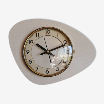 Horloge vintage pendule murale "Formica blanc et gris"