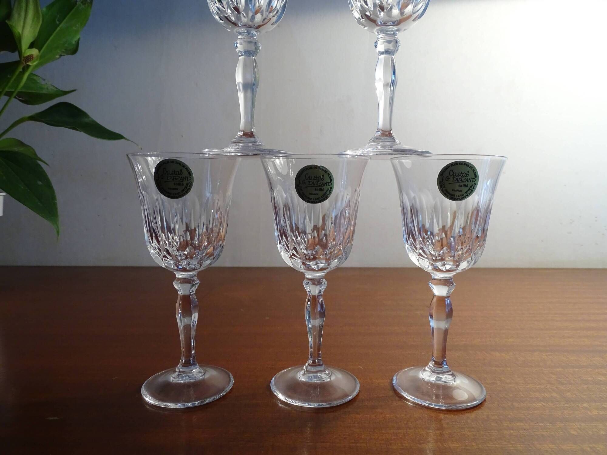 6 glasses white wine Cristal d'Arques JG Durand Villiers 7 cl size Beaulieu
