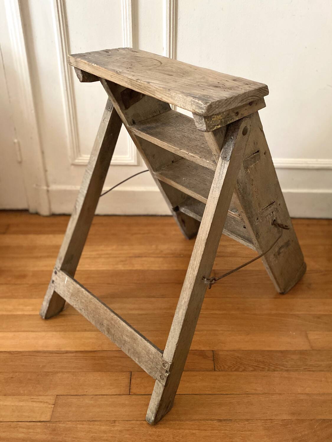 Antique wooden folding stepladder