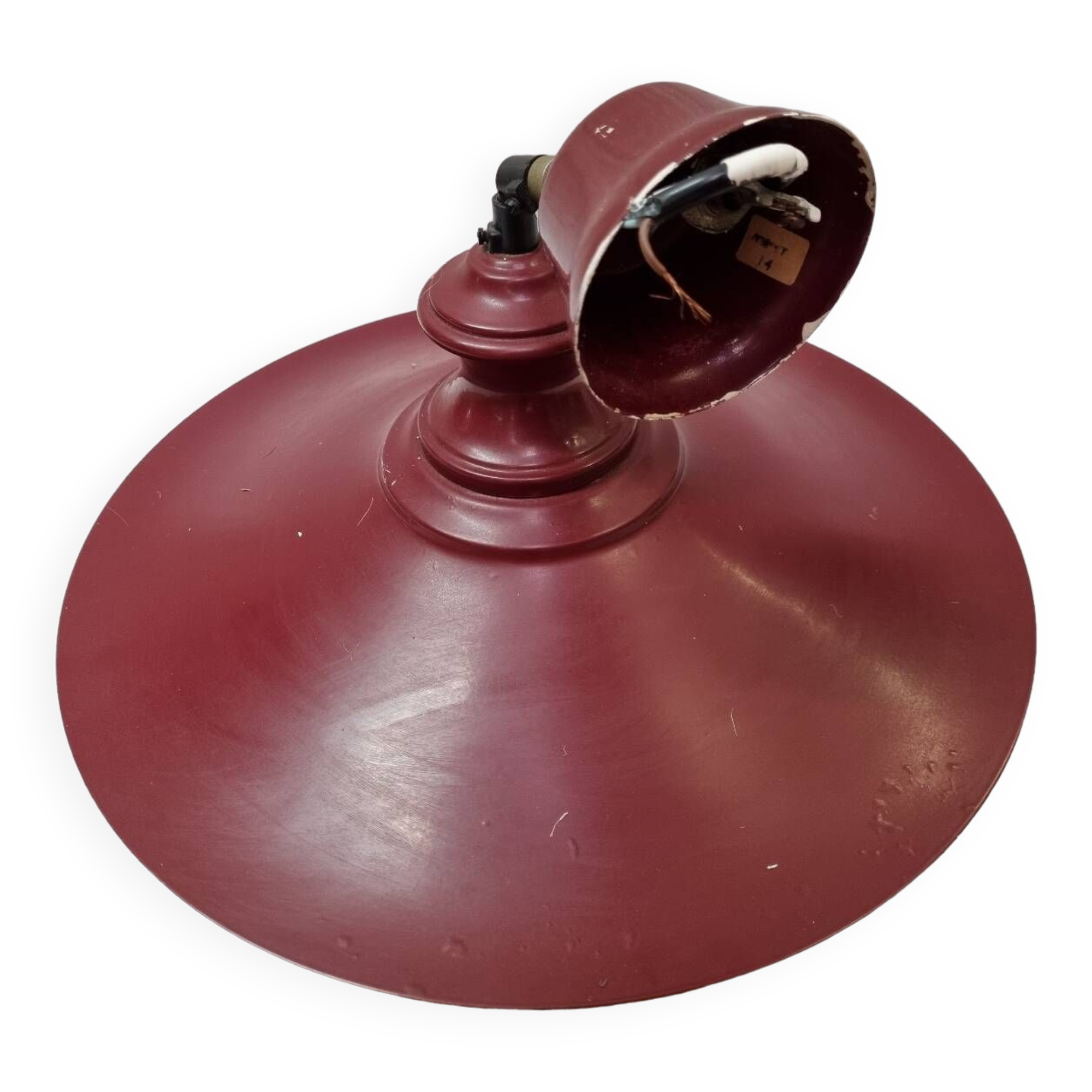 Industrial red enameled sheet metal pendant light