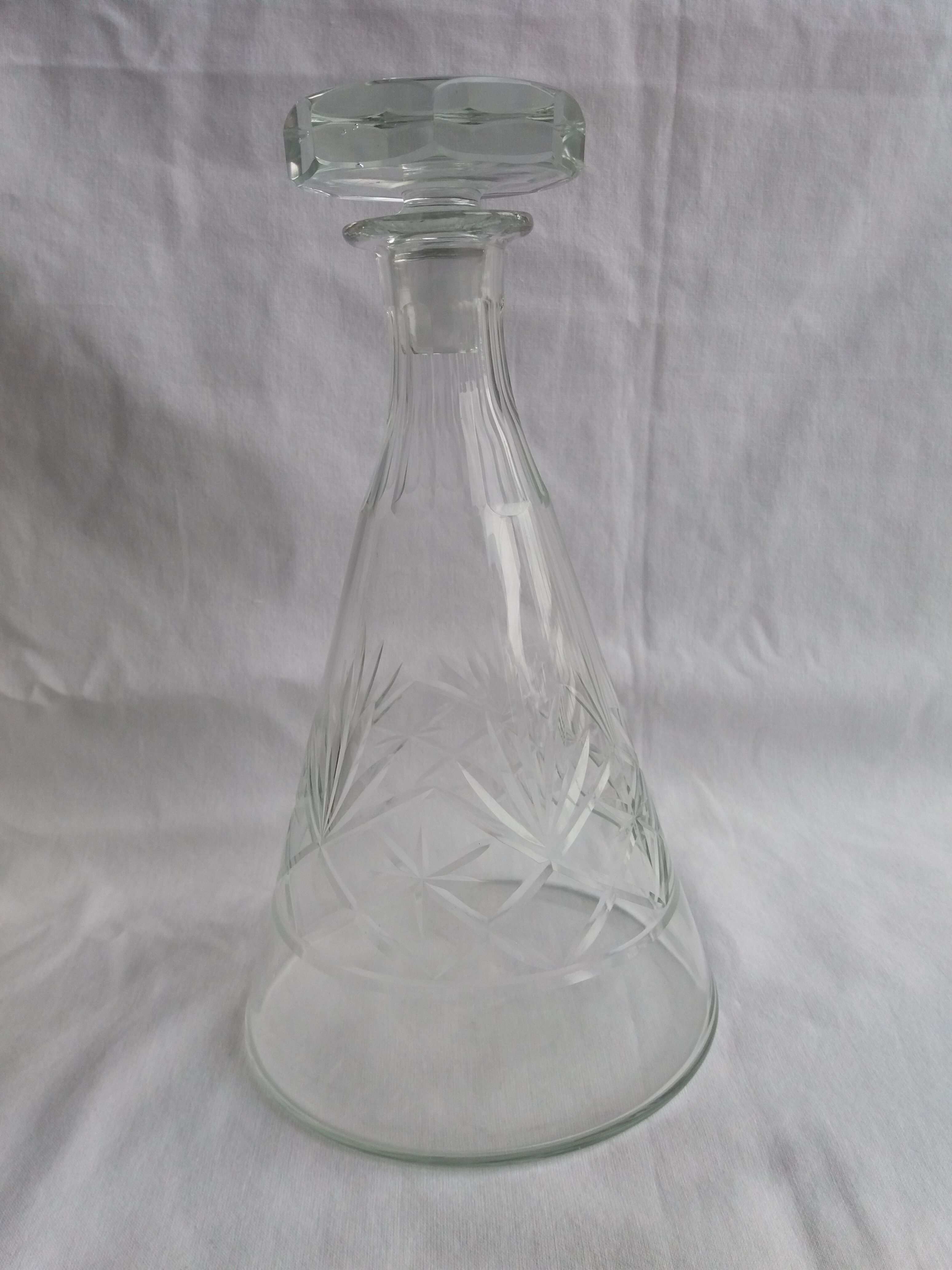 Carved blown glass decanter