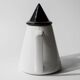 Vintage ceramic coffee pot or teapot from the 1980s, postmodern Memphis design, black and white triangles.