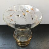 Vase art glassware Beaulieu glass decor vintage golden flowers