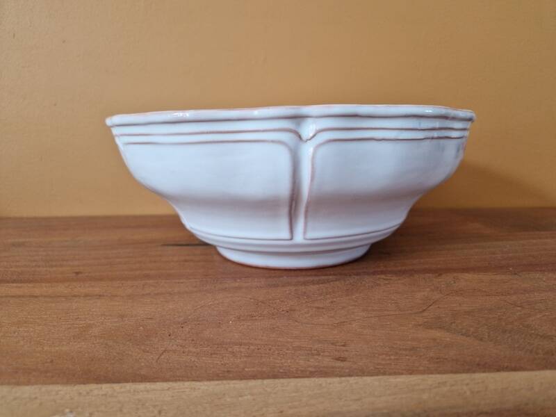 Henriot in Quimper - Glazed terracotta salad bowl with green flower decoration