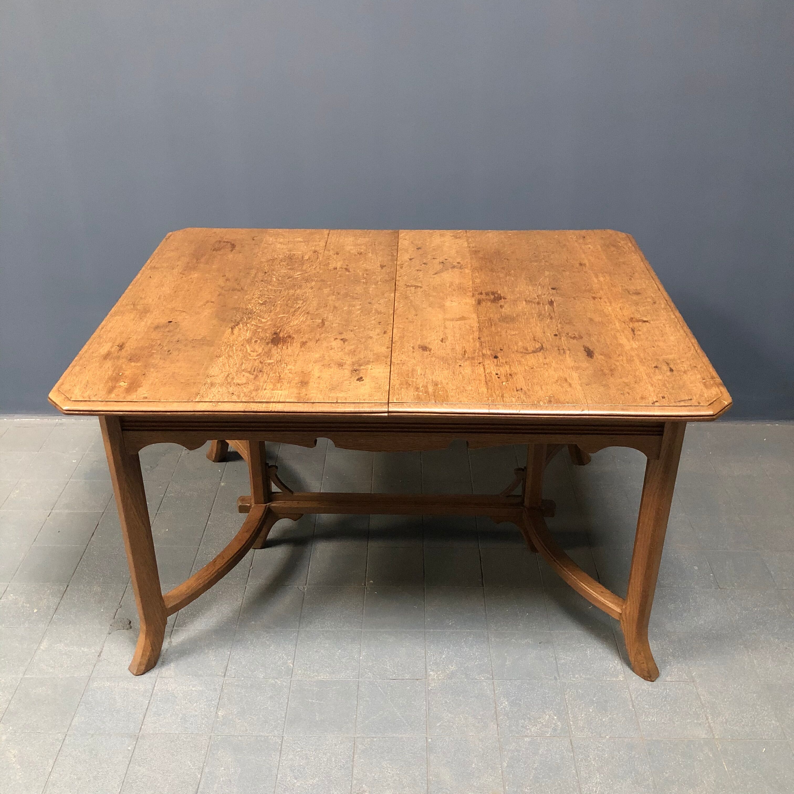 Dutch oak kitchen table in art deco style from the 1930s