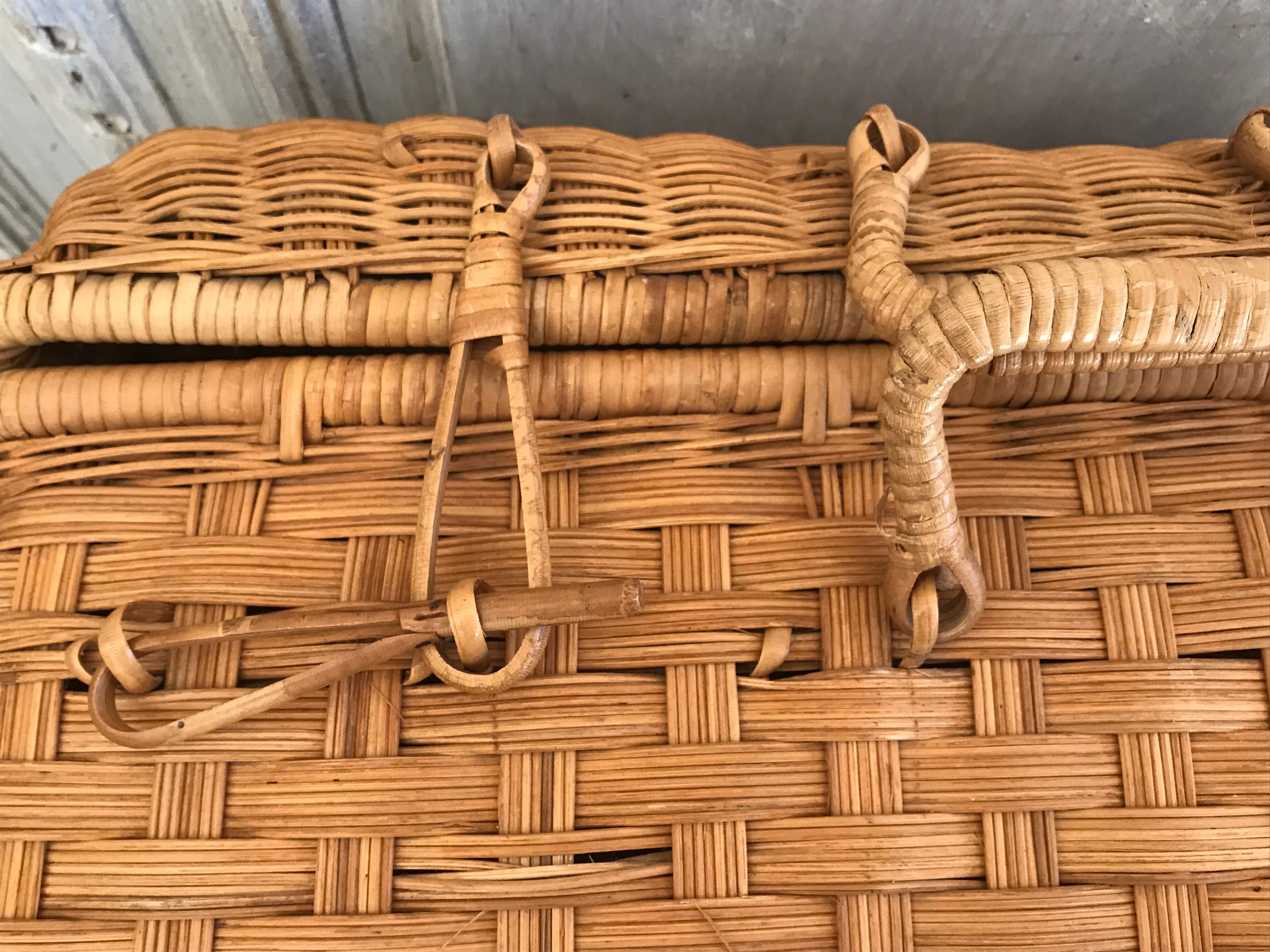 Vintage wicker suitcase