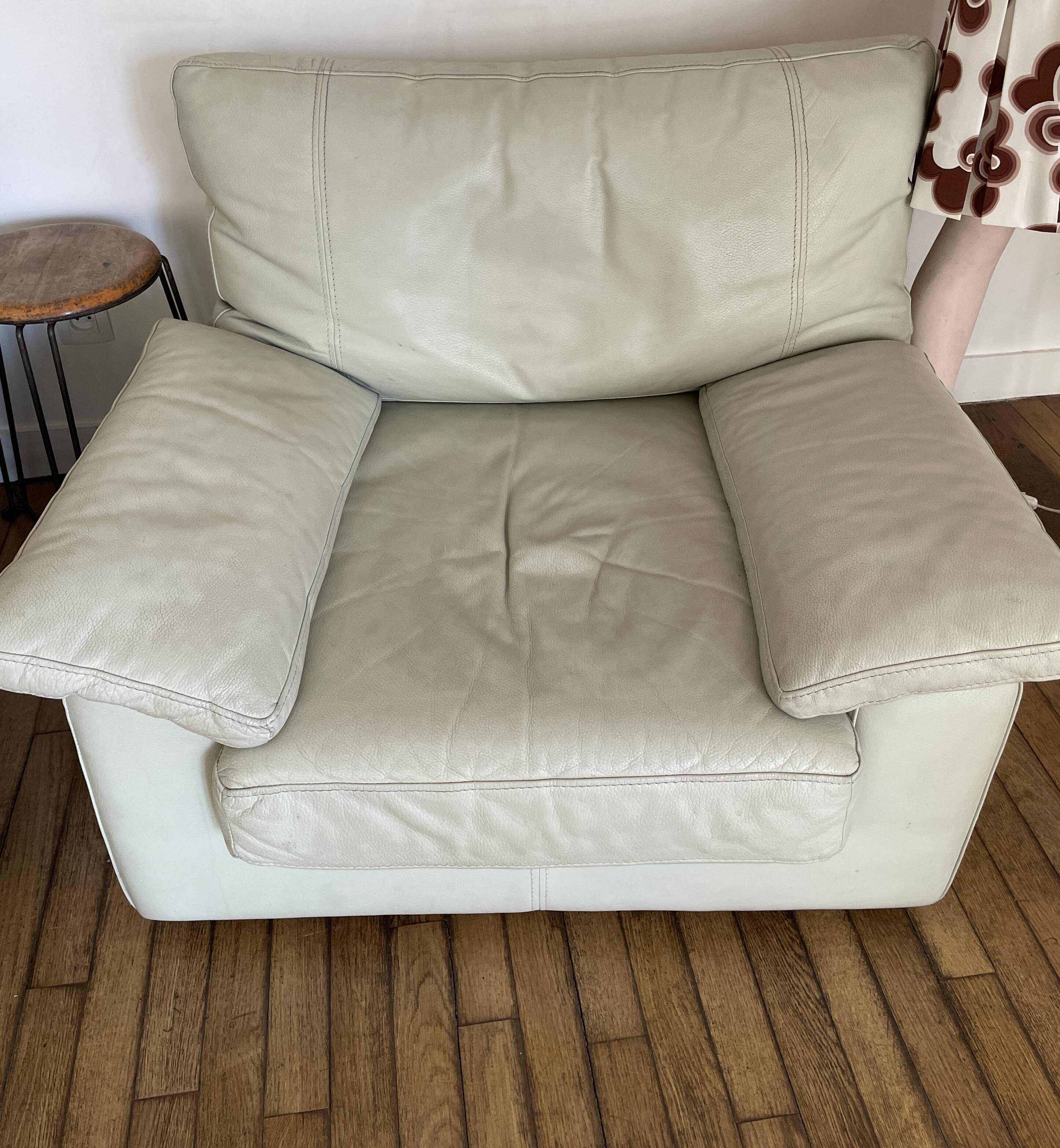 Steiner Paris white leather armchair