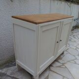 Buffet vintage Beige, plateau chêne.