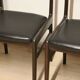 Set of 4 vintage chairs in teak and imitation leather, 1960s