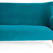 Turquoise velvet 3-seater sofa, 1960s, restored.