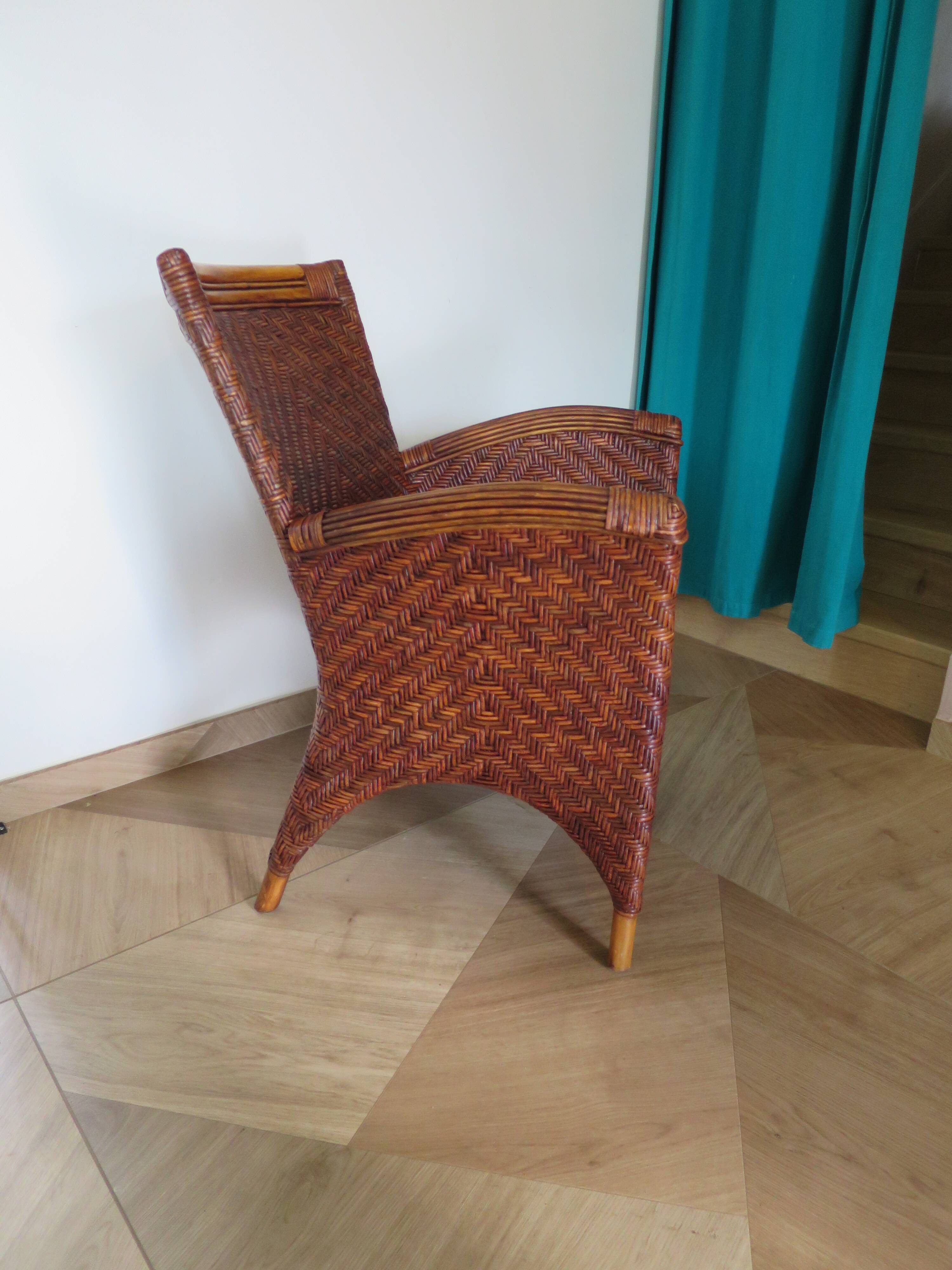 Woven rattan armchair, 1980s