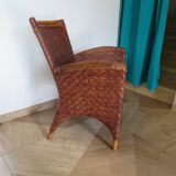 Woven rattan armchair, 1980s